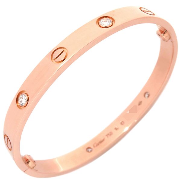 Cartier Bracelet Love Bracelet Half Diamond 4p Diamond 18k Pink Gold Diamond