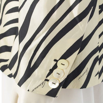 Gucci 1996 Tom Ford Period Zebra Print Logo Gel Button Tailored Jacket Outerwear