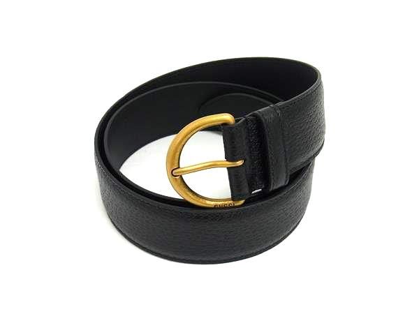 Gucci 573325 Leather Gold Hardware Belt Size 85.34 Business Gentlemen