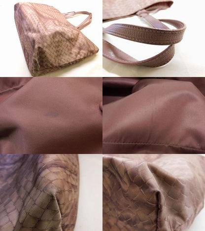 Bottega Veneta - Intreccio Print Nylon Fabric Tote Bag Leather Pink Purple