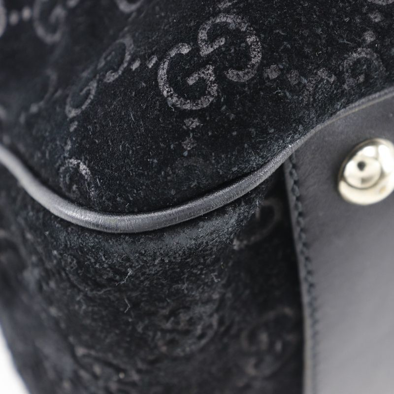 Gucci GG Sherry Line 162160 Suede Black Unisex Tote Bag