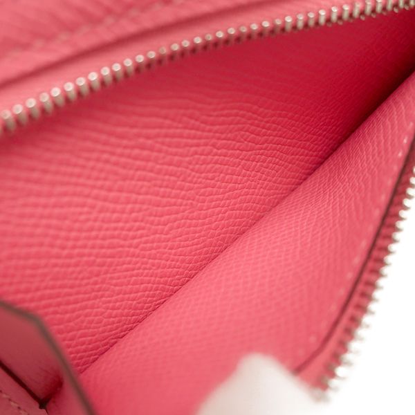 Hermes Trifold Wallet Bearn Combine Vaux Epson Rose Azalea Silver Hardware W