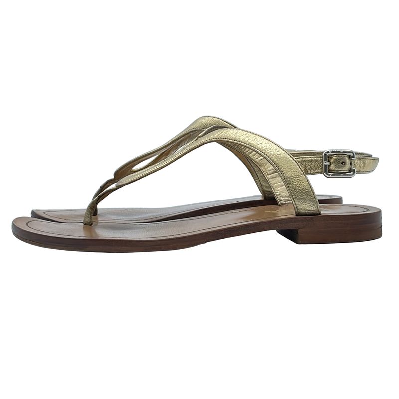 Prada Flat Thong Sandals Brown Gold 36 2 1