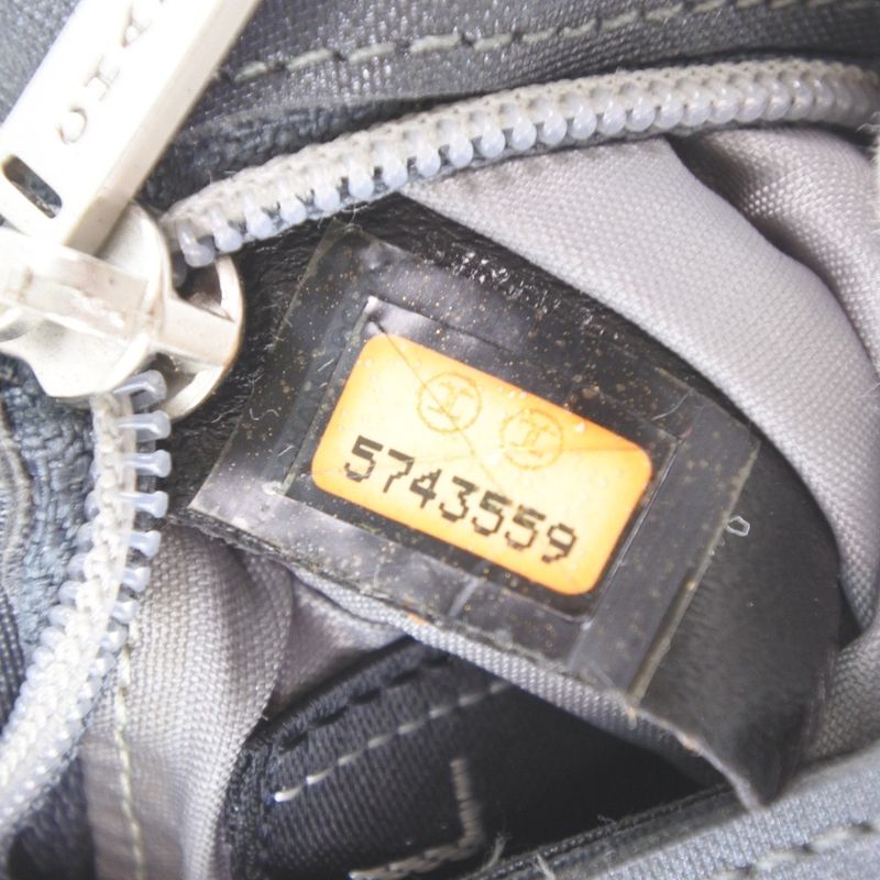 Chanel Vintage Logo Nylon Gray Ladies Pouch