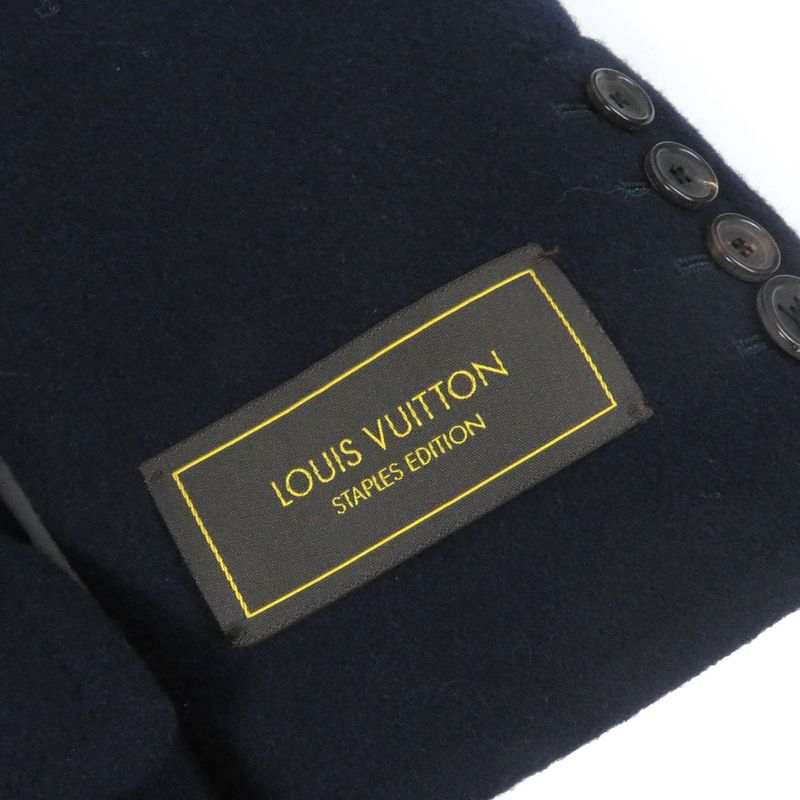 Louis Vuitton 22AW Hjc55e 100% Wool Lining Monogram Chester Coat Navy 44 With