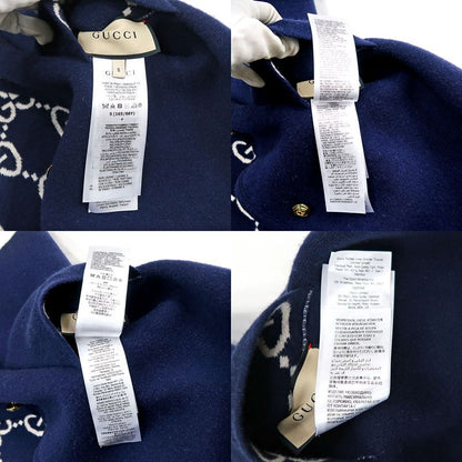 Gucci GG Jacquard Reversible Casual Digan S Navy- 773902 Gold Button