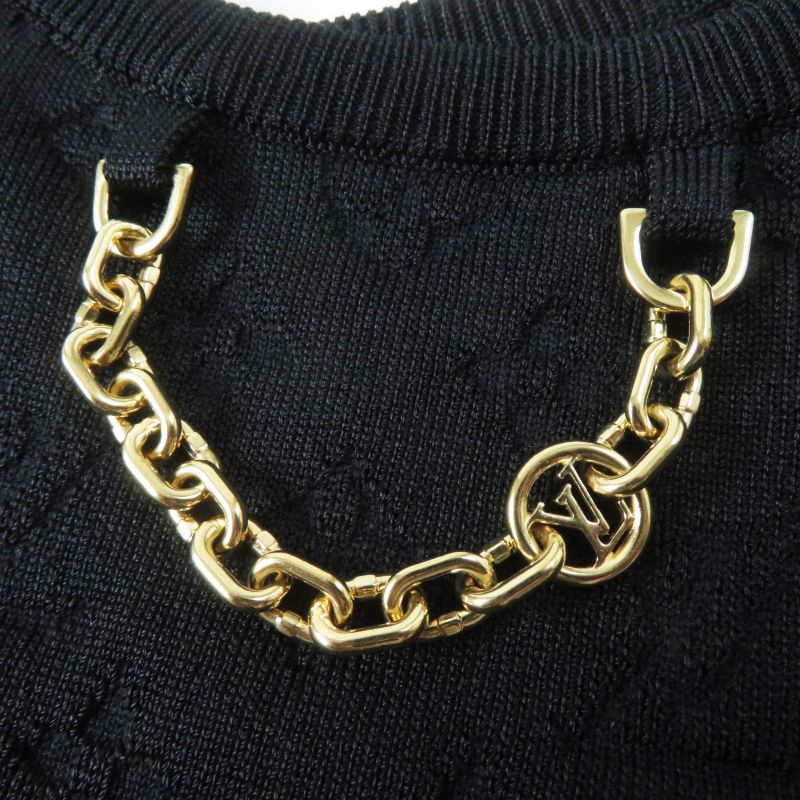 Louis Vuitton Silk Embossed Monogram Sporty Tank Top Black Red Gold Hardware S