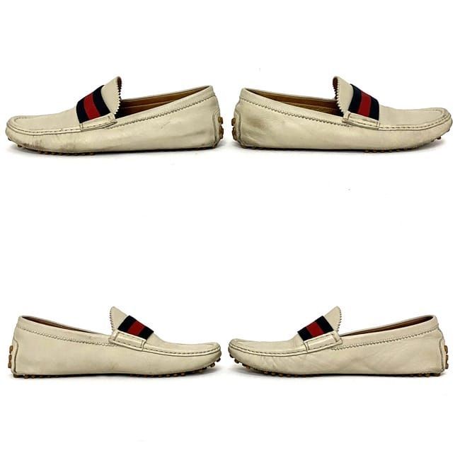 Gucci Driving Shoes Beige Navy Red Sherry