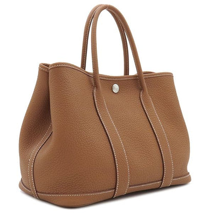 Hermes Tote Bag Garden Party TPM Negonda Gold Silver Hardware Brown Engraved D
