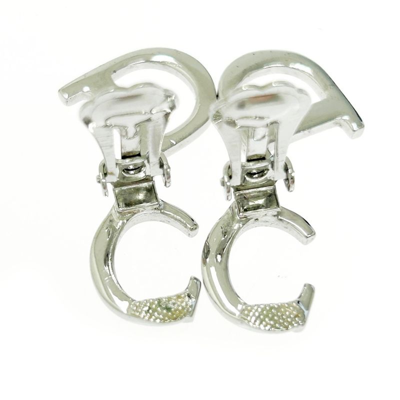 Christian Dior Metal CD Logo Swing Earrings Ladies Silver 489962 Earrings