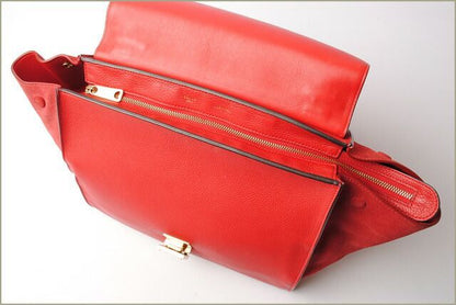 Celine Handbag Shoulder Bag Celine Trapeze 169543 RED 2-way With Strap