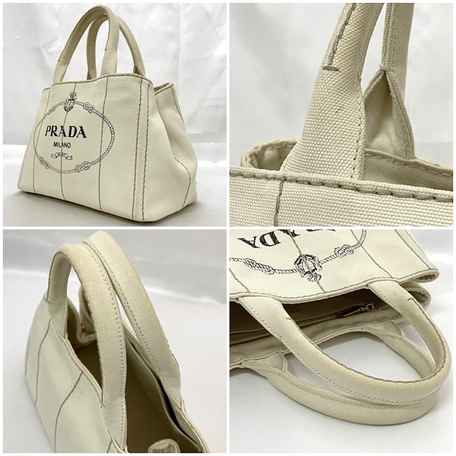 Prada Tote Canapa Tote Ivory White Canapa 1bg439