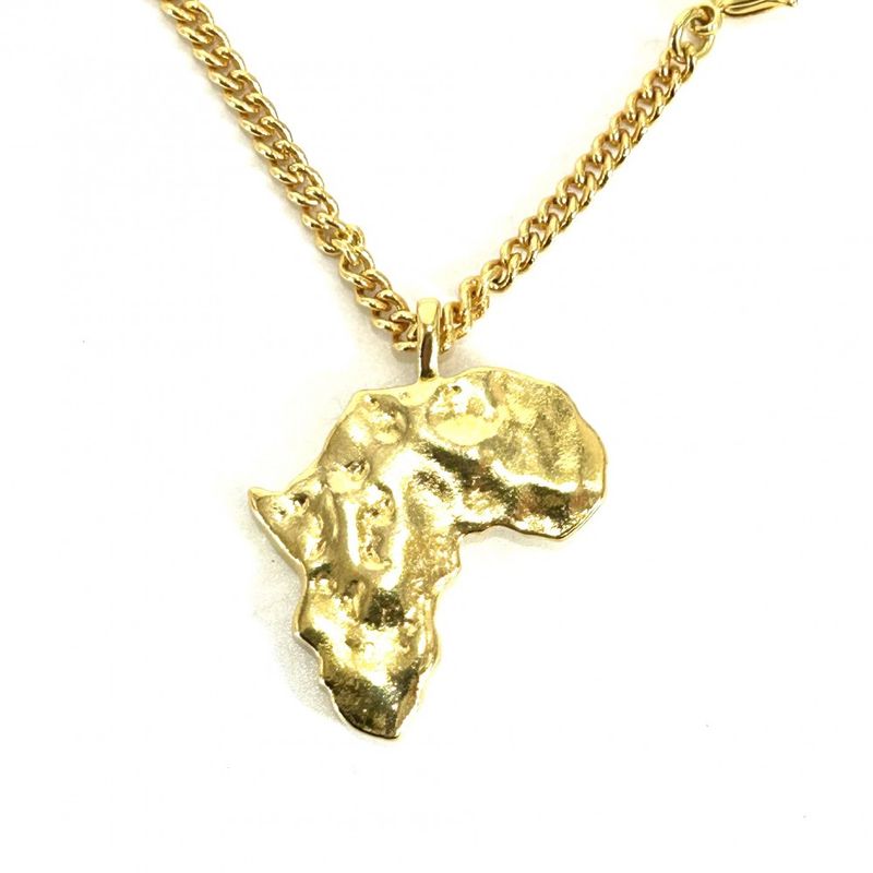 Chanel Necklace Ladies Africa Continent Pendant Accessories With Adjuster Coco