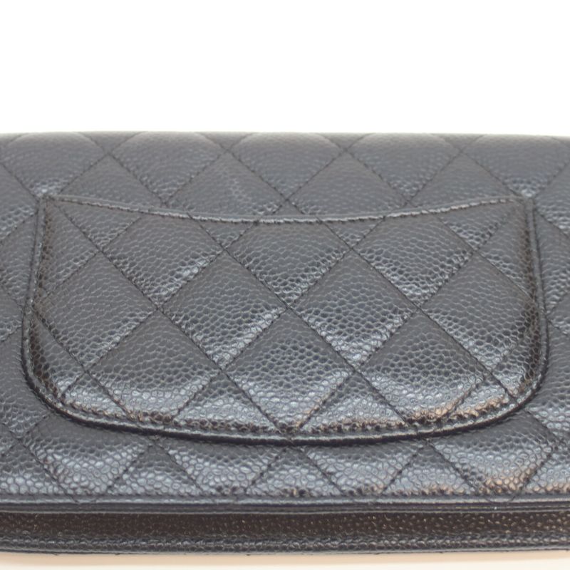 Chanel Ap0250 No 27 Black Caviar Ghardware Chain Wallet