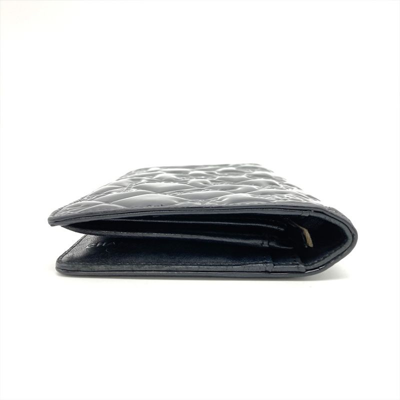 Chanel No5 Icon Long Wallet Patent Leather Black Coco Mark Ladies