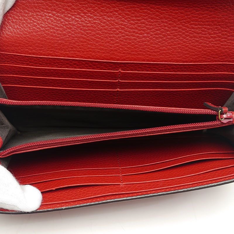 Gucci Animalier Continental Wallet 453164 Leather Red Women's Long Wallet