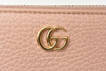 Gucci Wallet Gucci Long Wallet Petit Marmont Leather Pink Beige Round Zipper