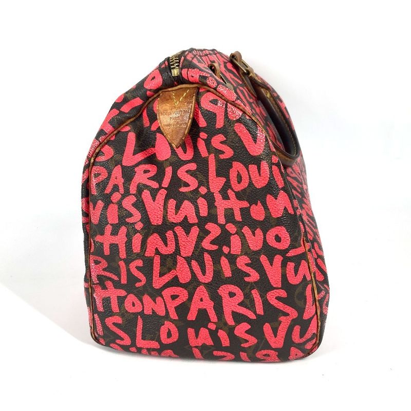 Louis Vuitton Speedy 30 M93704 Monogram Graffiti Canvas Fuchsia Pink