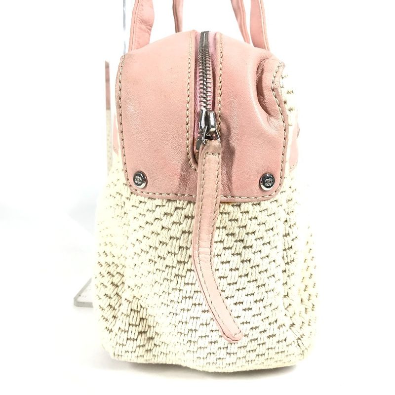 Chanel Shoulder Bag Logo Leather / Canvas Pink