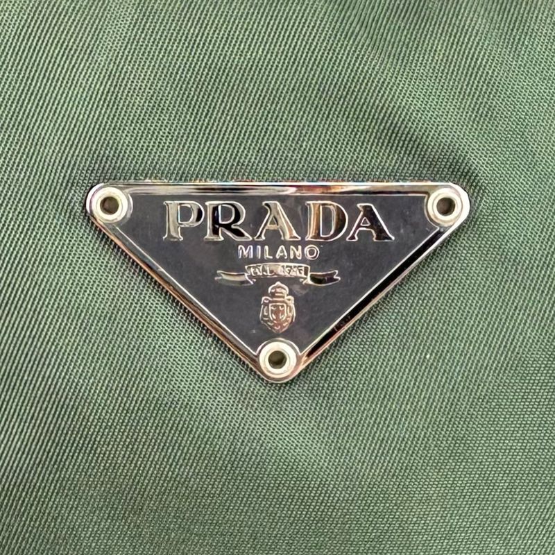 Prada Triangle Logo Mini Tote Shoulder Bag Green Khaki Tessuto Nylon