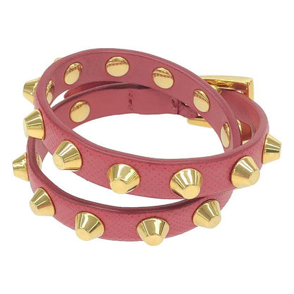 Prada Leather Studded Bracelet Accessories - Pink - Women