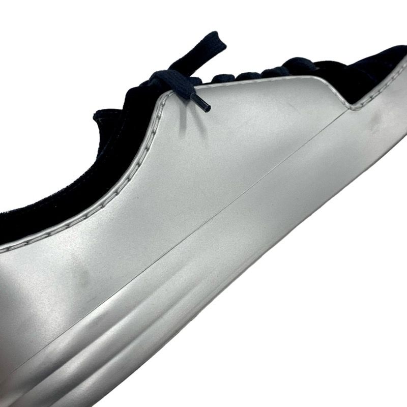 Chanel Sneakers Shoes Velor Leather Silver Navy Here Mark