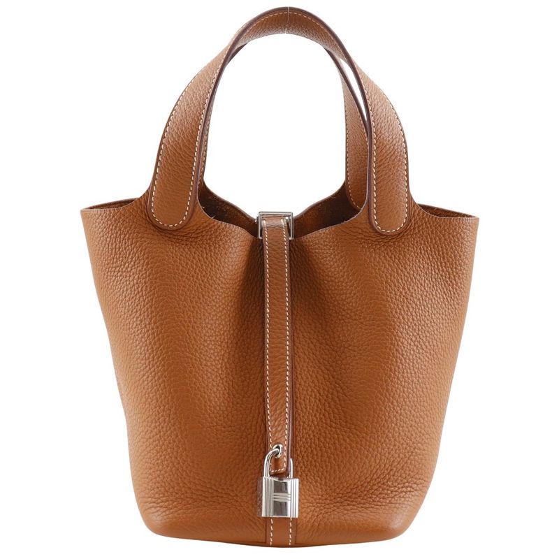 Hermes Picotin Lock 18 PM Taurillon Clemence Gold Brown/silver Hardware Z