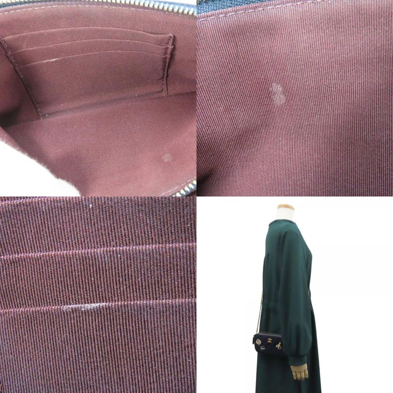 Chanel Shoulder Bag Marine Cotton Leather Navy Gold Hardware Crossbody Pochette