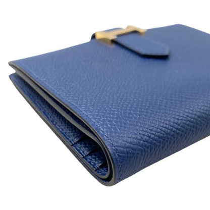 Hermes Bifold Wallet Bearn Compact H039790cc7u W Engraved Epson Navy Gold