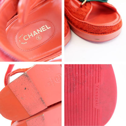 Chanel Sports Sandals Red Multicolor - G35927 36 Notation Leather CC