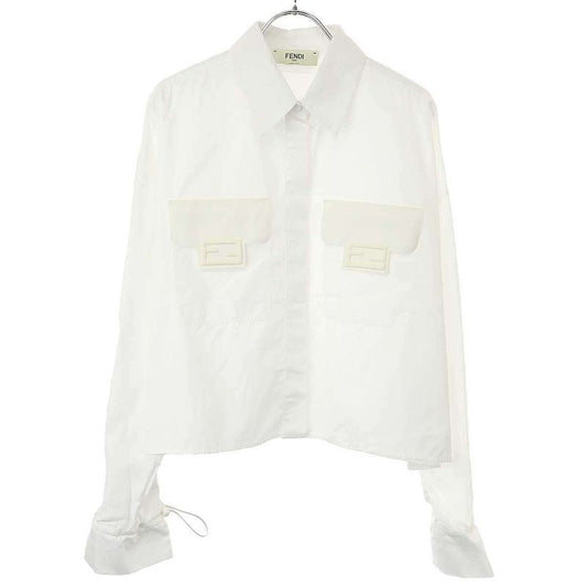 Fendi 23ss Ff Pocket Cropped Blouse Shirt Fs7477 Aflk White 40