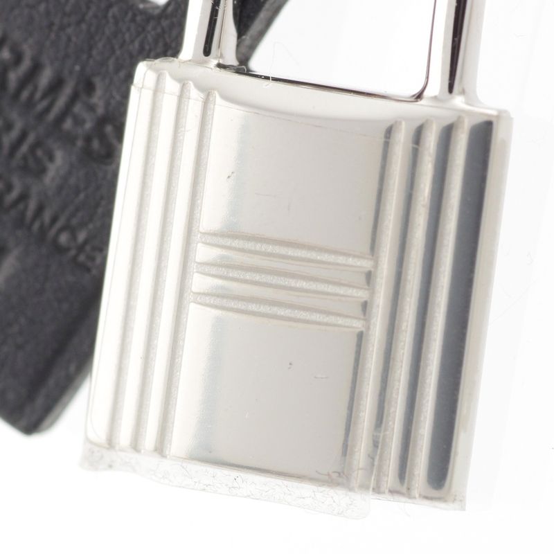 Hermes Eau Kelly PM Metal And Leather Necklace Pendant Engraved With D Silver