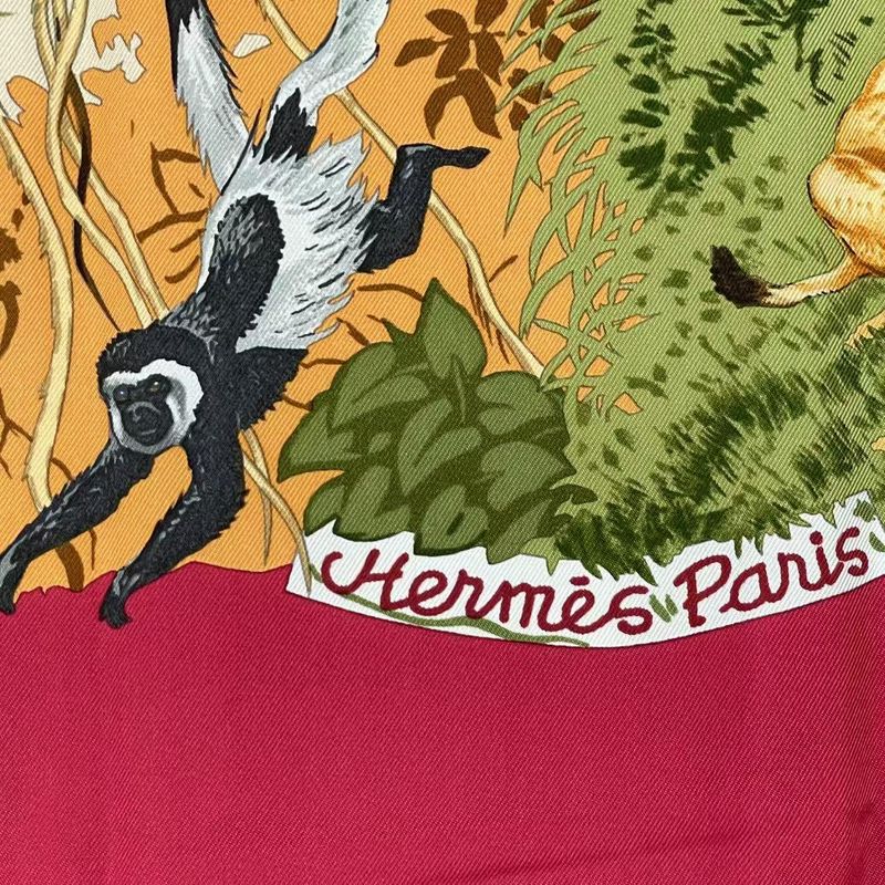 Hermes Silk Scarf Carre 90 Africa Red