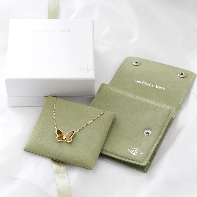 Van Cleef Diamond Taiga Zoo Eye Papillon Necklace 18K E1487