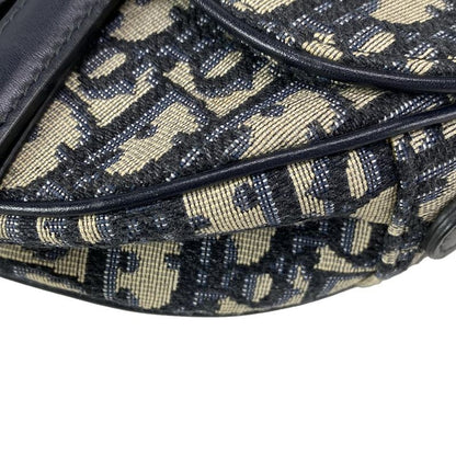 Dior/christian Dior Handbag Saddle Bagtrotter Navy And Ivory Mini Bag Leather