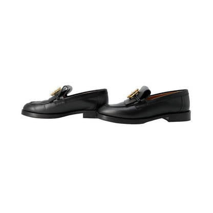 Hermes Moccasins Impact Calf Leather 36.5 Shoes Black