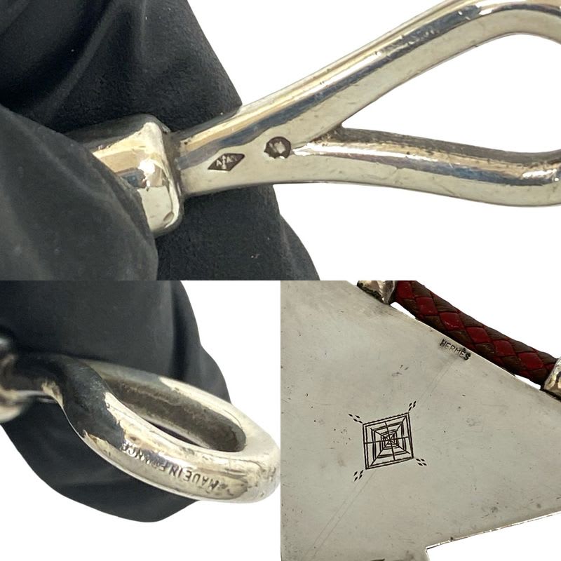 Hermes Touareg Necklace Leather Silver 925 Pendant Choker Red