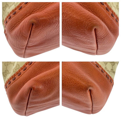 Gucci Bamboo Beige Orange Gold Hardware GG Canvas/leather 339002 Handbag