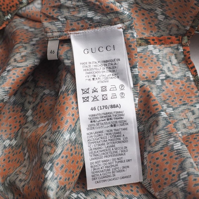 Gucci Short Sleeve Shirt Size 46 (170 88A) GG Logo Open Collar Shirt Made In