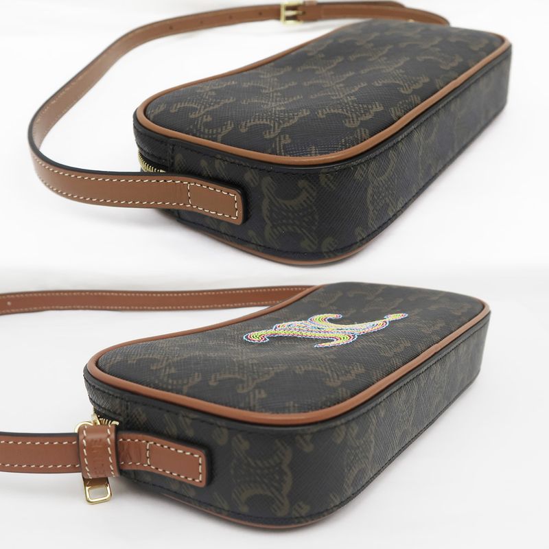 Celine Mini Camera Triomphe Shoulder Bag Pouch Bag Brown Multicolor