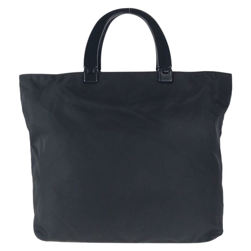 Prada Tessuto Triangle Logo Plate Black Nylon/plastic Tote Handbag Ladies 504894