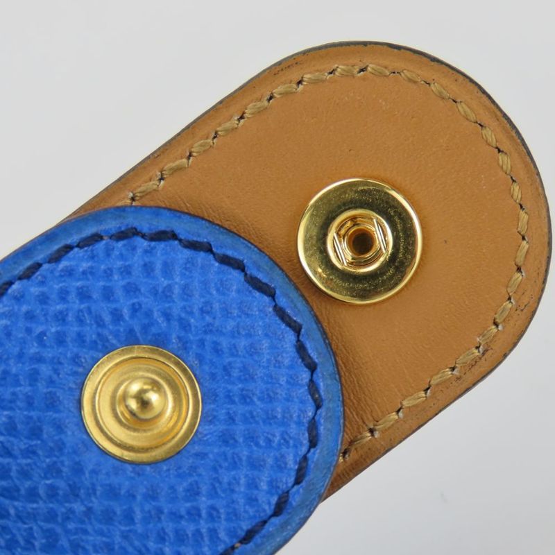 Hermes Bracelet Medor Leather Metal Blue Gold Hardware Accessories Small Women