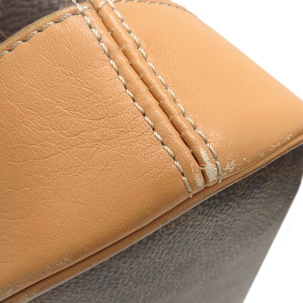 Celine Shoulder Bag Macadam PVC Leather Brown Gold Hardware Brown