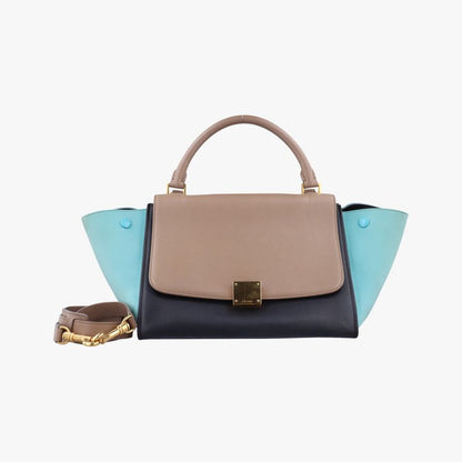 Celine Trapeze Small Beige X Black X Blue Leather X Suede W-vp-2155 W-mm-2175