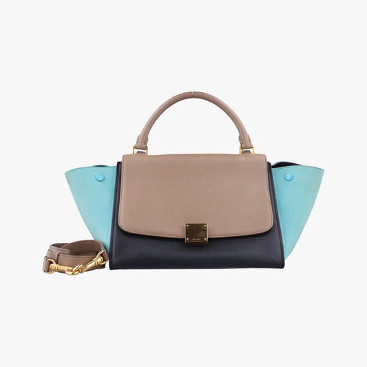 Celine Trapeze Small Beige X Black X Blue Leather X Suede W-vp-2155 W-mm-2175