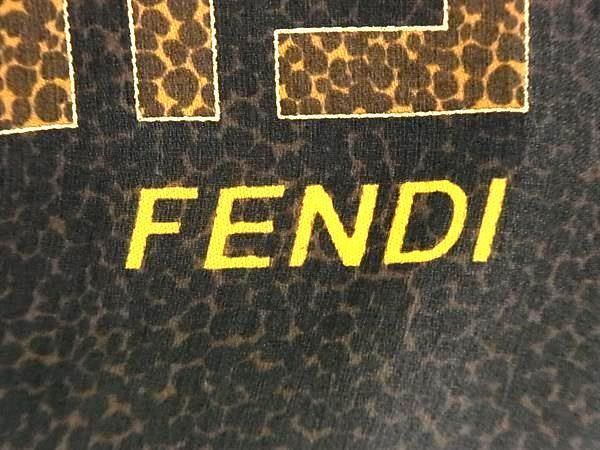 Fendi 100% Silk Scarf Handkerchief With Zucca Pattern Ladies Brown