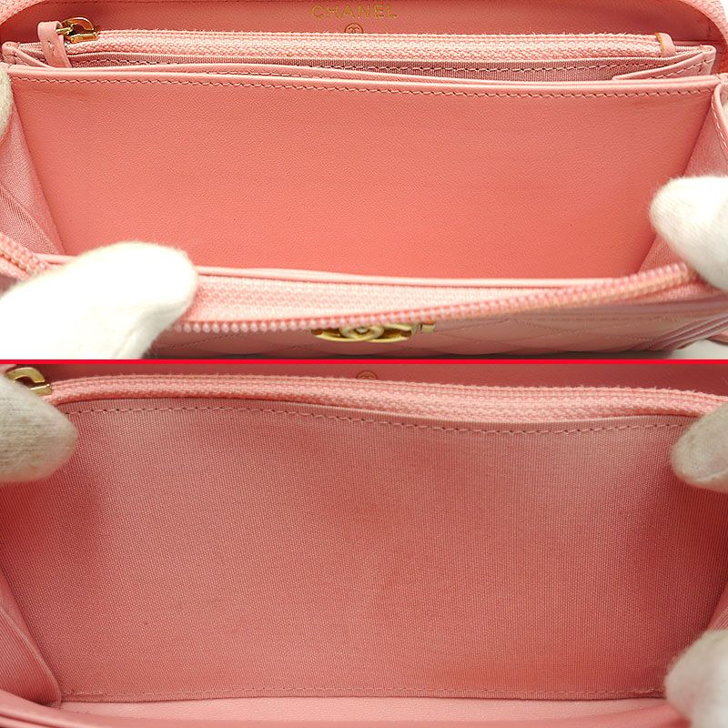 Chanel Round Zip Long Wallet Boy Chanel Coco Mark Pink Authenticity With Box