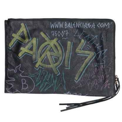 Balenciaga 362967 Graffiti Print Leather Clutch Bag For Men