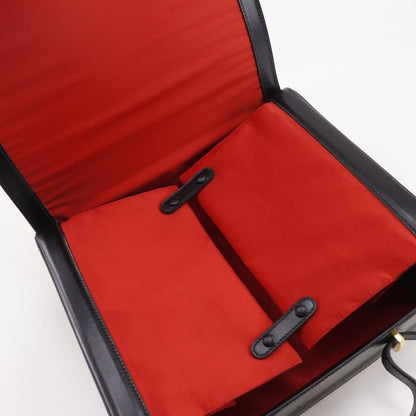 Hermes Vanity Travel Case Vintage Calf Black/beige 0X Unisex Handbag