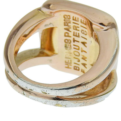 Hermes Coroso Serie Gold Plated And White Shell #9 Ladies 10.7g Ring
